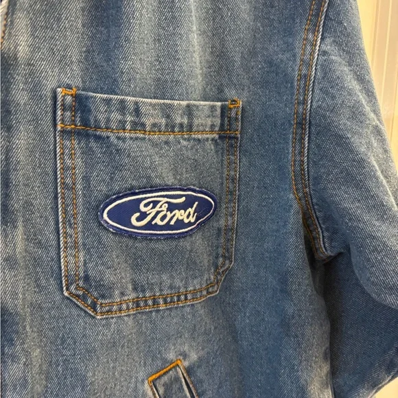 Ford Men’s Blue Denim Work Jacket with Brown Corduroy Collar Sz S NWT - Picture 4 of 7